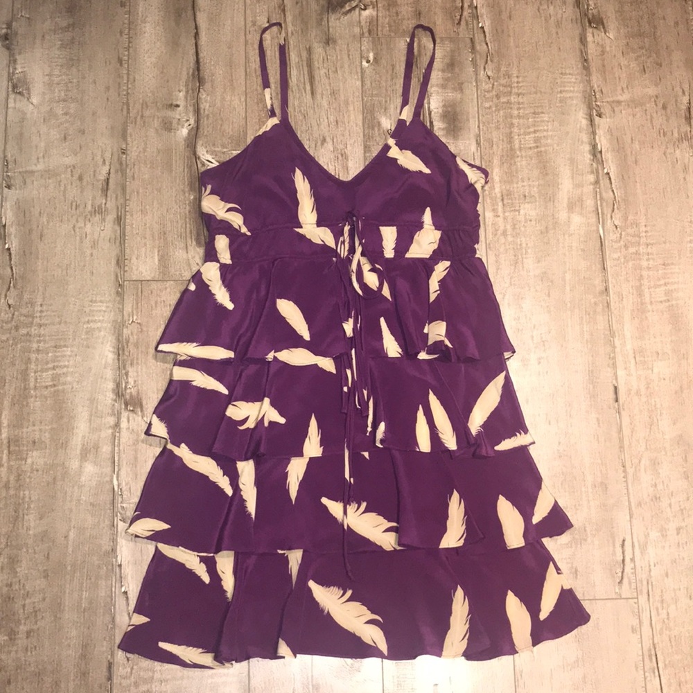 KAREN ZAMBOS Vintage Purple Silk Ruffled Dress 💜